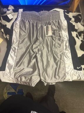 Nike Men’s Silver Athletic Shorts with Black Side Panels